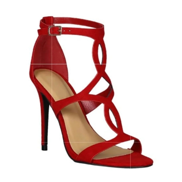 Anne Michelle Shoes - Anne Michelle red strappy cutoutankle buckle heels